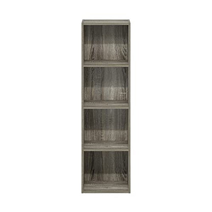Furinno PASIR Book Shelf, 4-Tier Modern Bookshelf, Open Shelves Bookcase 9 x 12 x 42, Easy Assembly, for Living Room, Bedroom, Home Office, French Oak - color: French Oak, size: 4-Tier Cube