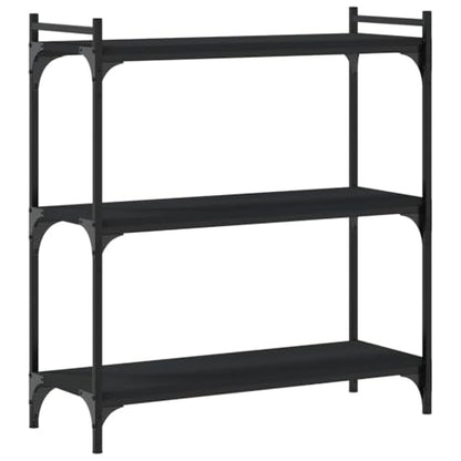 Modern Black Bookshelf 3-Tier Adjustable Shelves Metal Frame 11.8 x 31.5 x 33.9 in Engineered Wood Bookcase for Living Room Bedroom Office Small Spaces - color: Black-d, size: Medium