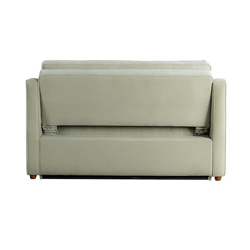 Serta® Santa Cruz 62.2" Convertible Loveseat, Full-Size, Recessed Track Arms, Dream Coil® Comfort, Fingerguard® Pinch Point Protection, Soft Velvet Fabric, Sage
