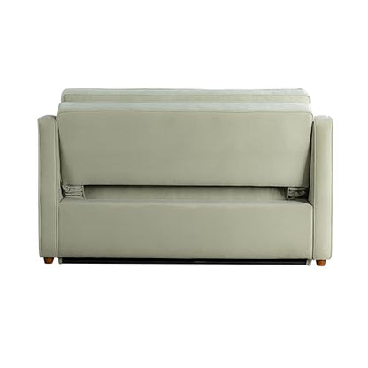 Serta® Santa Cruz 62.2" Convertible Loveseat, Full-Size, Recessed Track Arms, Dream Coil® Comfort, Fingerguard® Pinch Point Protection, Soft Velvet Fabric, Sage
