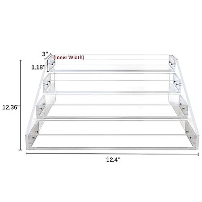 PMMASTO Wide 4-Tier Clear Acrylic Spice Rack Organizer for Kitchen | Wide 4-Tier Stepped Design, Keeps SpiceJars and Cans Visible, Ideal for Countertops, Kitchen Cabinets and Pantry Storage - size: Widen 4 Tier - inner width 3''