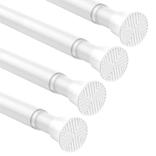 4Pack Tension Rods 23-48Inch Tension Curtain Rod for Windows White | Adjustable Curtain Rods No Drilling Spring Curtain Rod Tension rods for Doorway,Closet,Windows - color: White, size: 23" to 48"-4Pcs