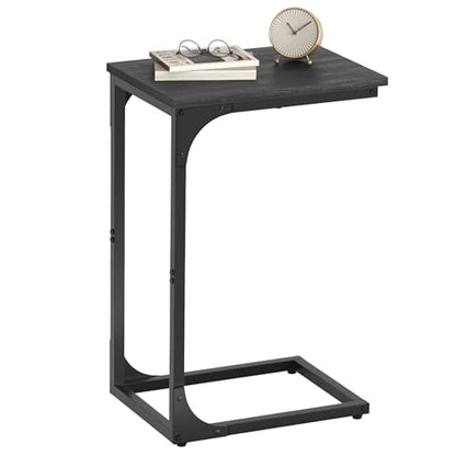 VASAGLE C-Shaped End Table, Small Sofa Side Table with Metal Frame | for Couch, Living Room, Bedroom, Bedside, Misty Gray and Black, BARNET Collection ULET350B68 - color: Misty Gray + Black