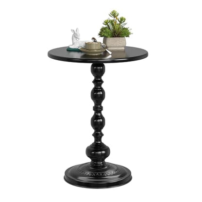 Simple Trending Small Side Table, Round Drink Table End Table, Sofa Table TV Tray Table, Pedestal Coffee Table for Living Room, Black - color: Black