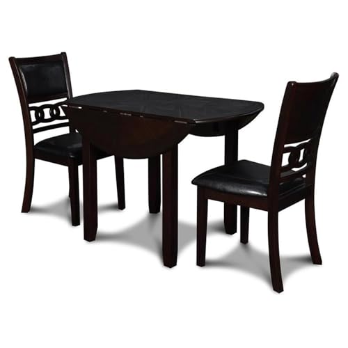 New Classic Furniture Gia 3-Piece Drop Leaf Dining Table Set with 2 Chairs, 42-Inch, Ebony - color: Ebony, size: Dining Set