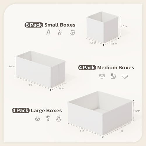 Drawer Organizer, 16 Pack Baby Dresser Organizer for Nursery, Foldable Closet Organizers and Storage Dresser Dividers for Clothes, Socks, Scarves, Ties (White) - color: White
