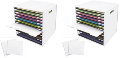 SONGWAY 12x12 Paper Storage Organizer - 13 Tier Desk File Organizer with Adjustable Shelves, Letter Mail Tray, 12x12 Stackable Scrapbook Paper Storage Cube for Home Office Classroom (Pack of 2) - size: 12-Tier (Pack of 2)