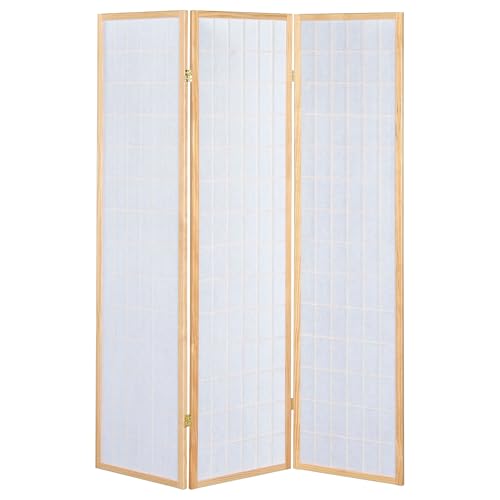Coaster Home Furnishings - Carrie - Solid Wood - 3-Panel Folding Shoji Screen Room Divider with Linear Grid Design, Metal Hinges and Freestanding Piece - Living Room - Natural Brown - 4621 - color: Natural