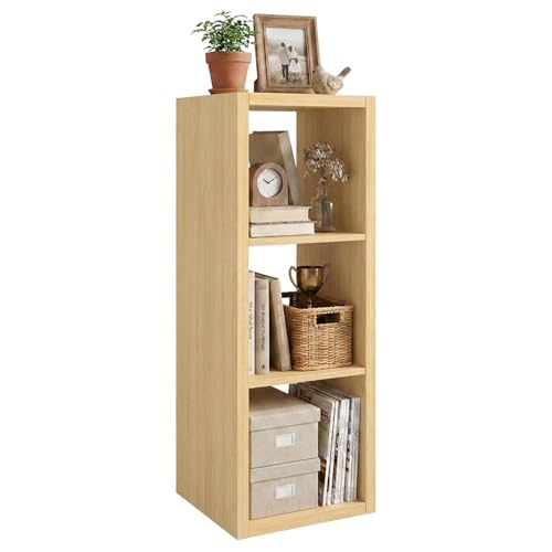 WannabeMyself【2026 Wooden Thick Frame】 3 Cube Storage Organizer with Anti-Tipping Kits, Reversible Open Back Book Shelf,Bookcase for Living Room,Bedroom,Entrance Hall,Office,11.6×36.3×13.1,Oak Color - color: Oak, size: 3 cube (11inch)