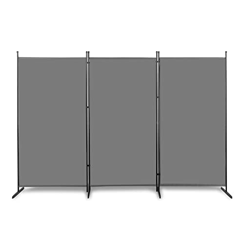 6FT Portable Room Dividers and Folding Privacy Screens,Fabric Divider for Room Separation, 3 Panel Partition Room Freestanding Wall Divider Screen for Dorm Studio Office (Gray) - color: Grey