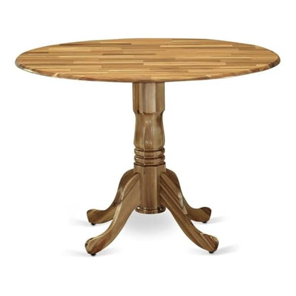 East West Furniture DLT-ANA-TP Dublin Modern Dining Table - a Round Kitchen Table Top with Dropleaf & Pedestal Base, 42x42 Inch, Natural - color: Dlt-ana-tp