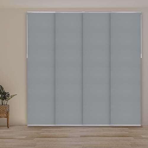 CHICOLOGY Panel Track Blinds, Jersey Grey, 86"x96", Cordless, Divider | 4 Fabric Panels, Fits 46–86″ Wide, Wall/Ceiling Mount, Room Divider Ready, Height Trimmable, Child & Pet Safe - color: Skyrise Grey