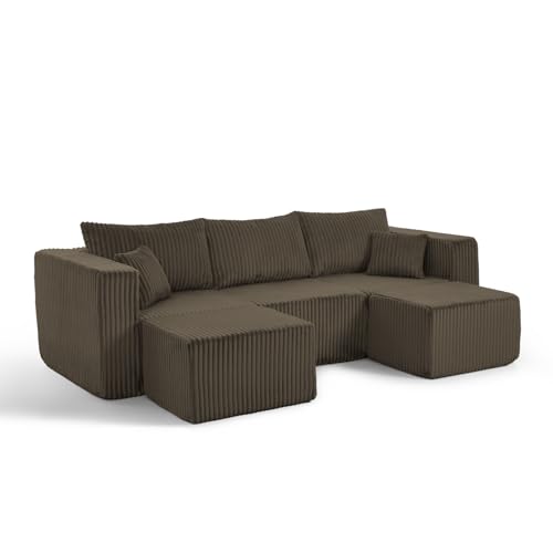 Geelife Compact Modular Sectional Sofa with Minimalist Style and Space-Saving Design - Brown