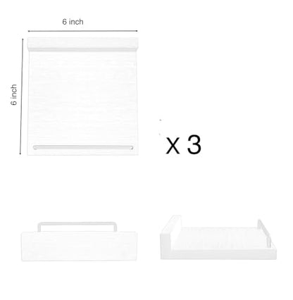 RYOFOBETTO Small Floating Shelf, 6 X 6 Inches Farmhouse Wall Shelves for Living Room, Bedroom, Picture Frames, Plants, Kitchen, Set of 3 (White) - color: White, size: 6"