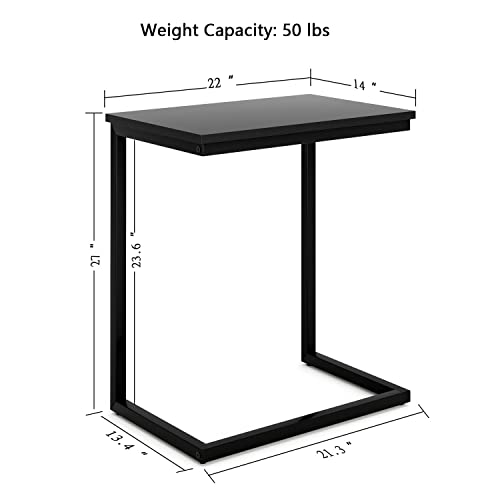 Sofa C Side End Table Wood Accent Couch Table Coffee Tray Snack Side Table Notebook Laptop Holder Over Bed Stand Reading Desk Black Color 22x14x27 Inch Space Saving for Living Room Bedroom - color: Black