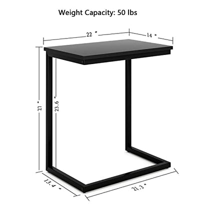 Sofa C Side End Table Wood Accent Couch Table Coffee Tray Snack Side Table Notebook Laptop Holder Over Bed Stand Reading Desk Black Color 22x14x27 Inch Space Saving for Living Room Bedroom - color: Black