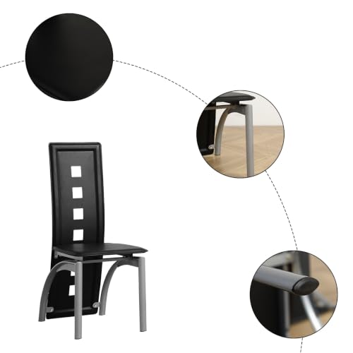 5-Piece Dining Table Set for 4, Table with 4 High Back Chairs, Sliver - color: Sliver, size: Table & Chairs