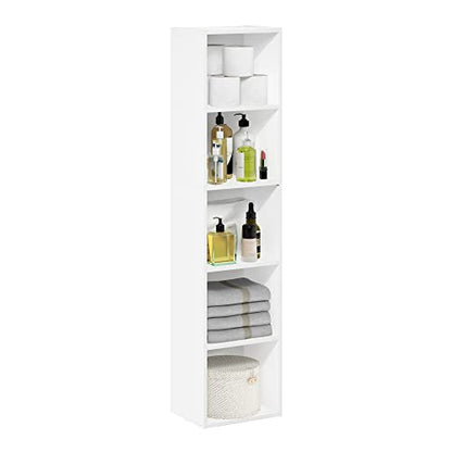 Furinno PASIR Book Shelf, 5-Tier Modern Bookshelf, Open Shelves Bookcase 9 x 12 x 52, Easy Assembly, for Living Room, Bedroom, Home Office, White - color: White, size: 5-Tier Cube