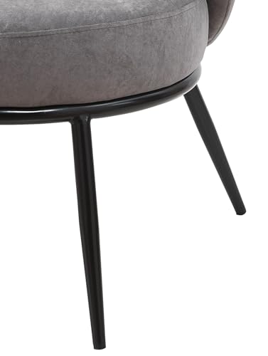 GDFStudio 27" Modern Accent Chair, Comfy Lounge Chair, Velvet Upholstered Chair, Mid Century Modern Armchair with Metal Legs, Solid Wood Frame, Cushion Barrel Side Chair for Living Room Bedroom, Gray - color: Gray + Velvet