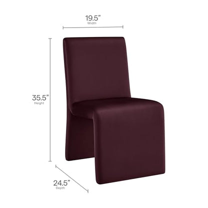 Modway Emory Upholstered Dining Side Chair in Mulberry - Single Armless Slipper Chair - Padded Performance Velvet Accent for Dining Room, Kitchen - color: Mulberry