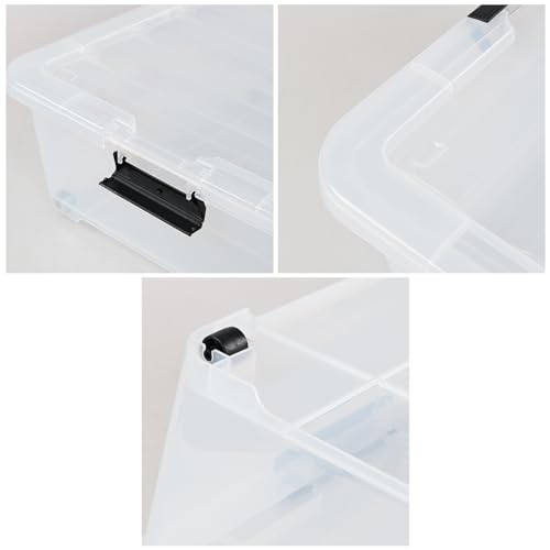 50 Quart Large Stackable Plastic Underbed Storage Bin, 3-Pack | Clear Under Bed Organization Boxes with Wheels and Lids - size: 50 Quart