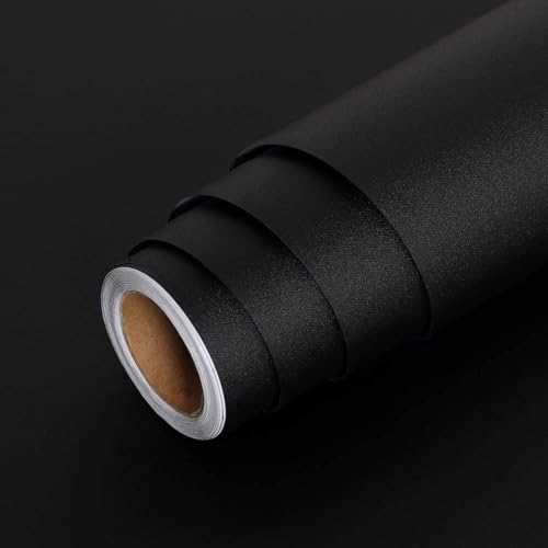 LaCheery 15.8"x276" Matte Black Contact Paper Peel and Stick Wallpaper Black Wall Paper Peel and Stick Modern Removable Self Adhesive Wallpaper for Bathroom Walls Kitchen Cabinets Drawers Desk Shelves - color: Black, size: 15.8" x 276"