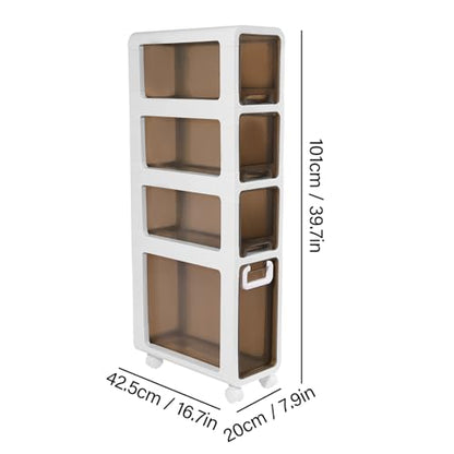 4-Tier Bathroom Floor Cabinet,Narrow Slim Storage Cabinet with Wheels,Movable Cabinet for Small Sapce, Bathroom,Living Room - size: 4-Tier-7.9"W