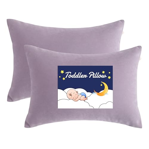 NTBAY Toddler Pillows, Set of 2, 13"x18", Lavender | Soft Microfiber Toddler Pillows with Down-Alternative Fill, 2 Pack 13 x 18 Inch Pillows for Beds, Daycare, and Travel - color: Lavender, size: 13"x18"