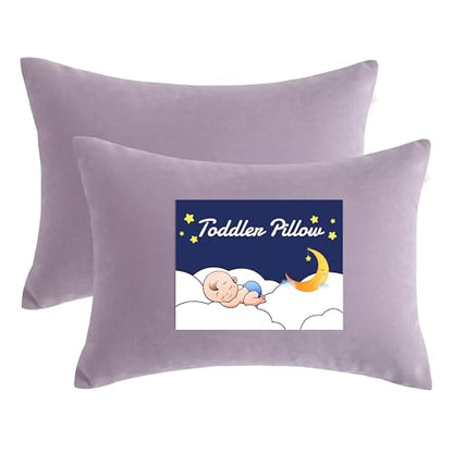 NTBAY Toddler Pillows, Set of 2, 13"x18", Lavender | Soft Microfiber Toddler Pillows with Down-Alternative Fill, 2 Pack 13 x 18 Inch Pillows for Beds, Daycare, and Travel - color: Lavender, size: 13"x18"