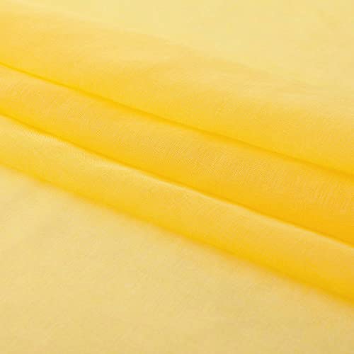 Butter Yellow Sheer Curtains 95 Inches Long 2 Panels Semi Faux Linen Yellow Sheer Curtain for Bedroom Living Room Girls Kids Room 2 Panels 52x95 - color: Butter Yellow, size: 52"W x 95"L (Pack of 2)