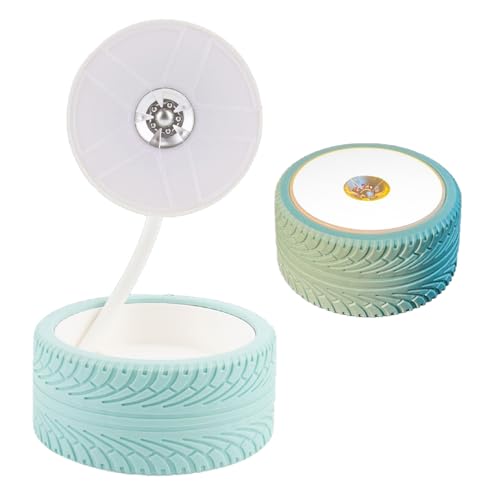 Pongnas Foldable Bedside Lamp with USB Charging Port Warm White Light Unique Wheel Design Portable Desk Lamp for Bedroom Study Living Room and Travel Blue - color: Blue