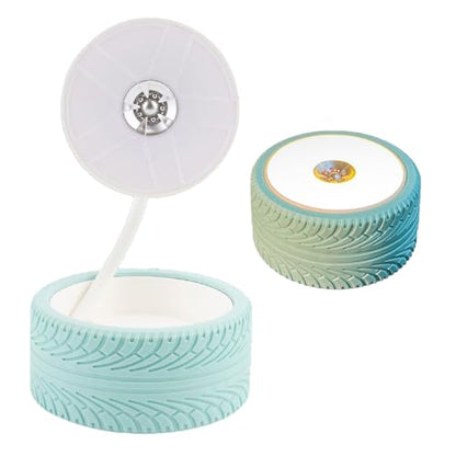 Pongnas Foldable Bedside Lamp with USB Charging Port Warm White Light Unique Wheel Design Portable Desk Lamp for Bedroom Study Living Room and Travel Blue - color: Blue