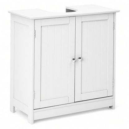 Bonnlo Pedestal Sink Storage Cabinet with 2 Doors Traditional Under Sink Cabinet Bathroom Space Saver Organizer with Adjustable Shelf White 23 5/8" W x 11 7/16" D x 23 5/8" H - color: White