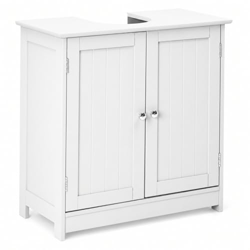 Bonnlo Pedestal Sink Storage Cabinet with 2 Doors Traditional Under Sink Cabinet Bathroom Space Saver Organizer with Adjustable Shelf White 23 5/8" W x 11 7/16" D x 23 5/8" H - color: White
