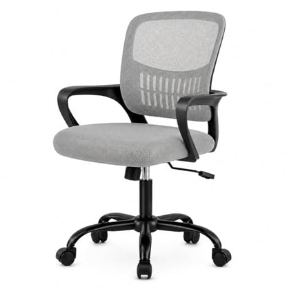 Ergonomic Office Chair, Home Office Desk Chair, Game Chair with Lumbar Support, Breathable Mesh Chairs, Swivel Desk Chairs for Computer, Home, Office, 360° Swivel (Grey) - color: Grey With Fixed Armrest