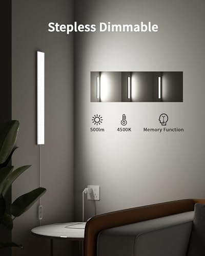 ASOKO 16 Inch Under Counter Light 4500K Plug in Desk Closet Lamp | ASOKO 16" Under Cabinet LED Light, Dimmable 4500K Plug in Closet Counter Light with Memory, Kitchen Desk - color: Daylight White, size: 16Inch-Standard