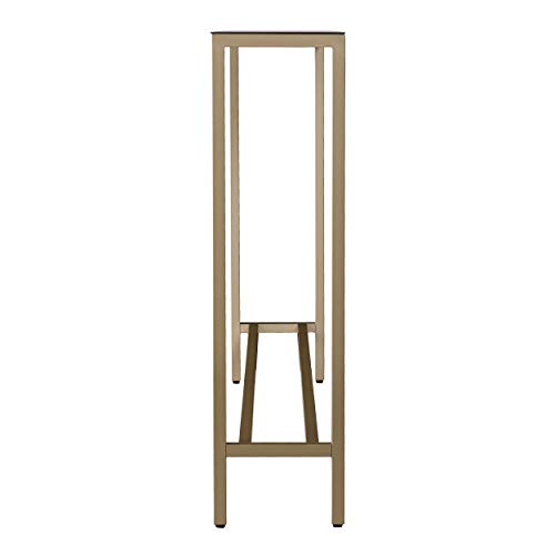 SEI Furniture Darrin Narrow Mini Console Table With Mirrored Top, Transitional Style With Glam Touch Powder-Coated Iron, Gold - size: 36"