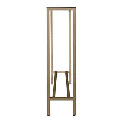 SEI Furniture Darrin Narrow Mini Console Table With Mirrored Top, Transitional Style With Glam Touch Powder-Coated Iron, Gold - size: 36"