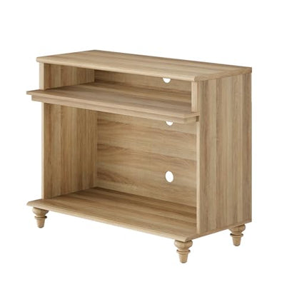 WAMPAT TV Stand for 43 Inch TV, Small Media Console Table Storage Cabinet for Living Room, Wood End Table with Storage Shelf, Oak