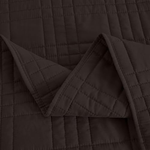 Chezmoi Collection Kingston Queen Size Bedspread Set, 3-Piece Brown Oversized Quilted Microfiber Lightweight Bedspread Coverlet (100"x106") for All Seasons - color: Brown, size: Queen