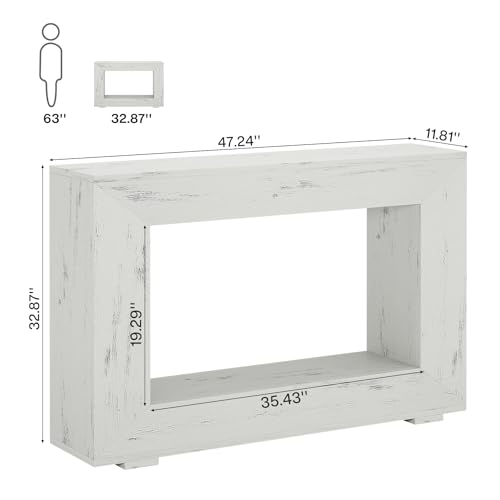 Tribesigns Farmhouse Console Table, 47 Inches Entryway Console Table with Storage, Industrial Hallway Accent Table for Living Room, Entrance - color: White