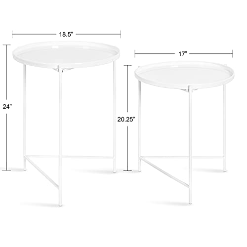Kate and Laurel Ulani Modern Nesting Side Table, Set of 2, White, Sophisticated Glam End Tables for Storage and Display - color: White