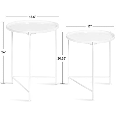 Kate and Laurel Ulani Modern Nesting Side Table, Set of 2, White, Sophisticated Glam End Tables for Storage and Display - color: White
