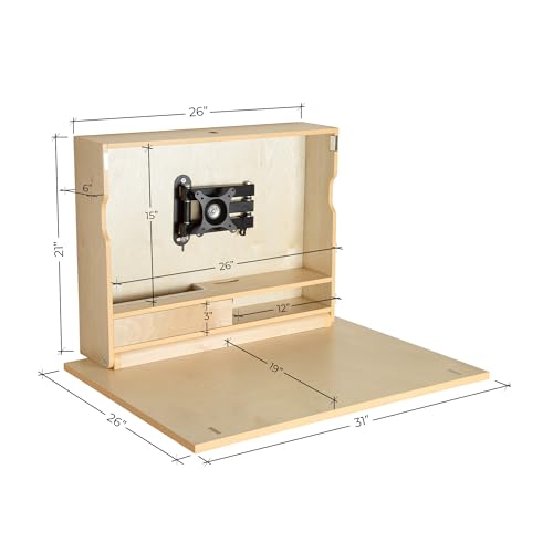 ARROWSTONE Ample.Space SKEENA Wall-Mounted Desk, Pre-Assembled Folding Desk with Storage, VESA Monitor Mount, Space-Saving Murphy Desk Design for Home Office (31")