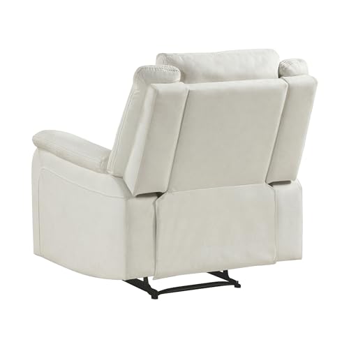 Lexicon Polished Microfiber Wall Hugger Manual Reclining Chair, Beige | 39.5"W Manual Recliner, Home Theater Seating for Living Room/Office/Apartment, Tool Free Assembly - color: Beige, size: Recliner