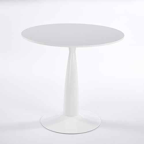 Round Dining Table for 4-6, 31.5 Inch White Tulip Pedestal Table, Mid Century Modern Bistro & Kitchen Table with MDF Top, Multi Functional for Small Space, Living Room, Office, Easy Assembly