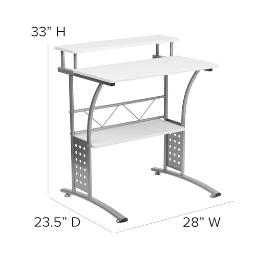 Flash Furniture Clifton White Computer Desk 28 Inch - color: White, size: 28 Inch