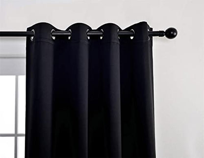 Room Darkening Grommet Thermal Insulated Blackout Window Curtains Panels for Gilrs Room Window 1 Pair 52x63 Inch Black, Bonus 2 Tie Backs Included - color: Black, size: 52"W x 63"L (Pack of 2)