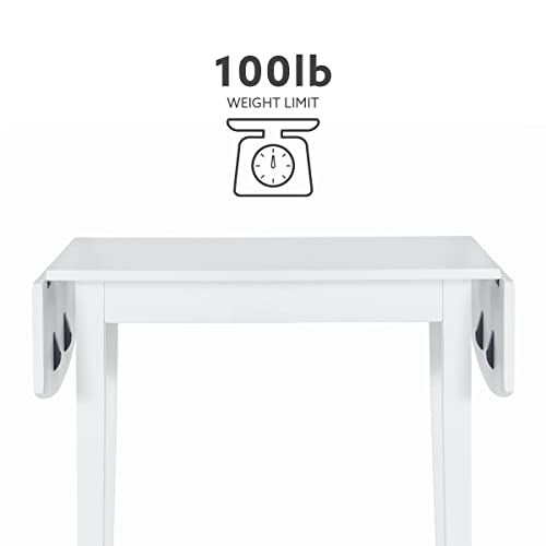 Linon Torino White 30" Square Drop Leaf Table - 30" X 48" Fully Extended - color: White