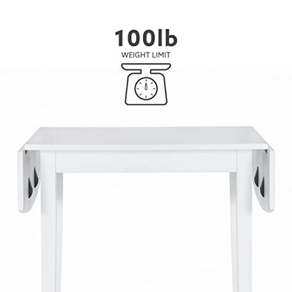 Linon Torino White 30" Square Drop Leaf Table - 30" X 48" Fully Extended - color: White